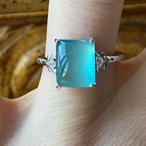 Aurora Moonstone Sterling Silver Ring Size 7